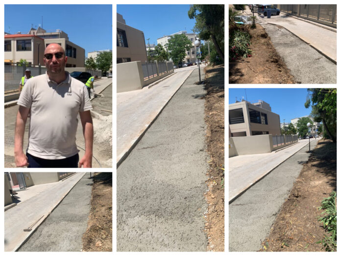 Εργασίες κατασκευής πεζοδρομίου